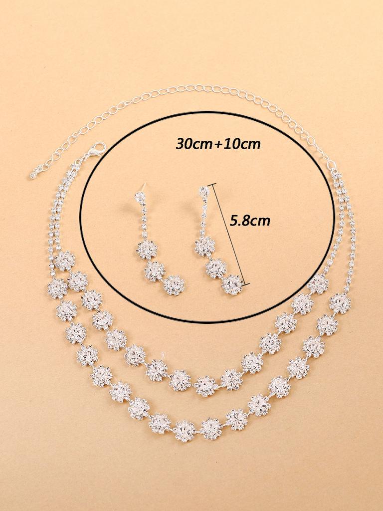 3 pieces of women's fashion trend claw chain series sunflower earrings and necklace Zircon set, banquet and party accessories