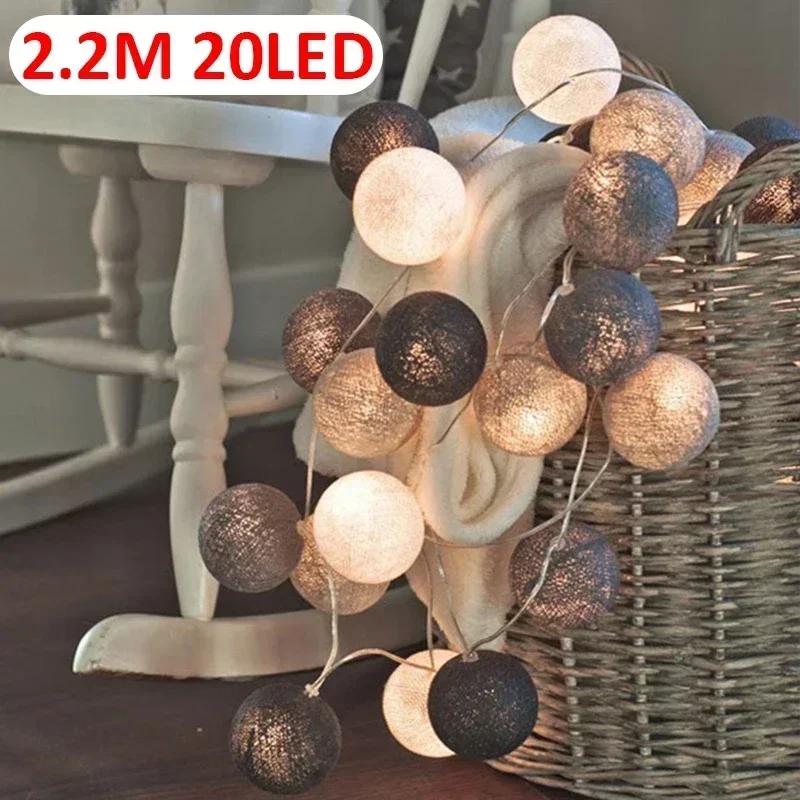 LED Cotton Balls String Lights Lantern Battery or USB Powered Wedding Home Party Ornament Lighting Stings Christmas Decoration