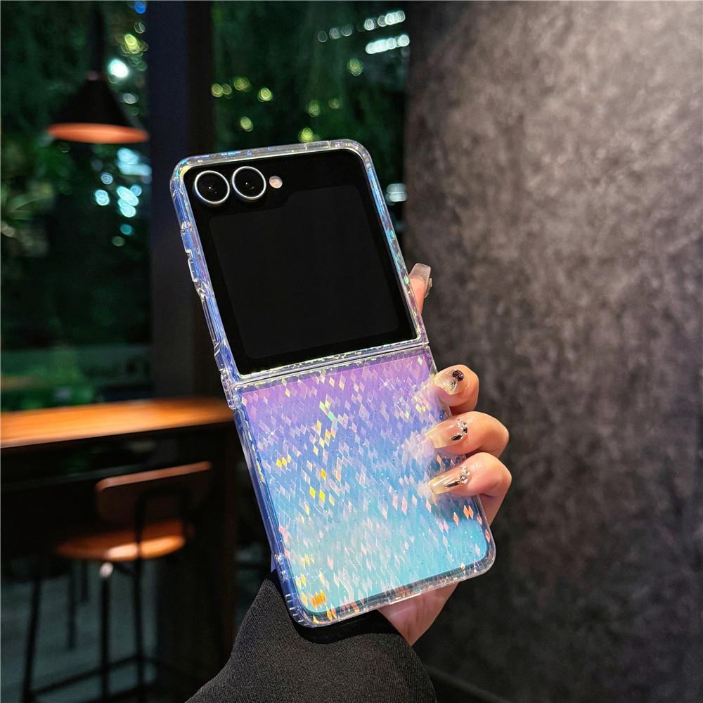 Applicable To Samsung Zflip7 Mobile Phone Case Zflip 5th Generation Folding Screen Flip Zflip6 Laser Gradual Change Magnetic Case