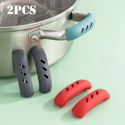 4/8/12Pcs Silicone Pan Handle Cover Heat Insulation Cover Pot Ear Clip Non-slip Steamer Casserole Pan Handle Holder Kitchen Tool