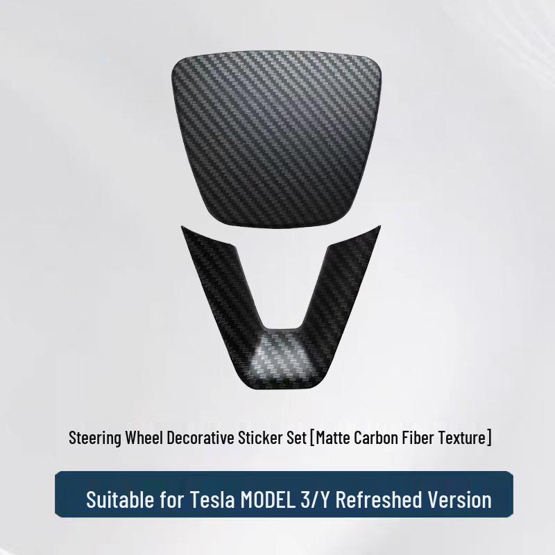 Tesla Model 3/Y Steering Wheel Button Carbon Fiber Texture Sticker - Protective and Decorative Accessory