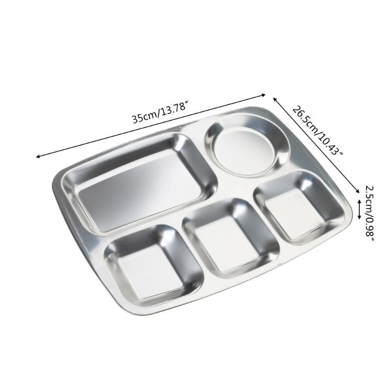 Dinner Plates Staff Fast Food Plates Canteens Divided Portable Platters Thickened Fast Food Box Stainless Steel Material