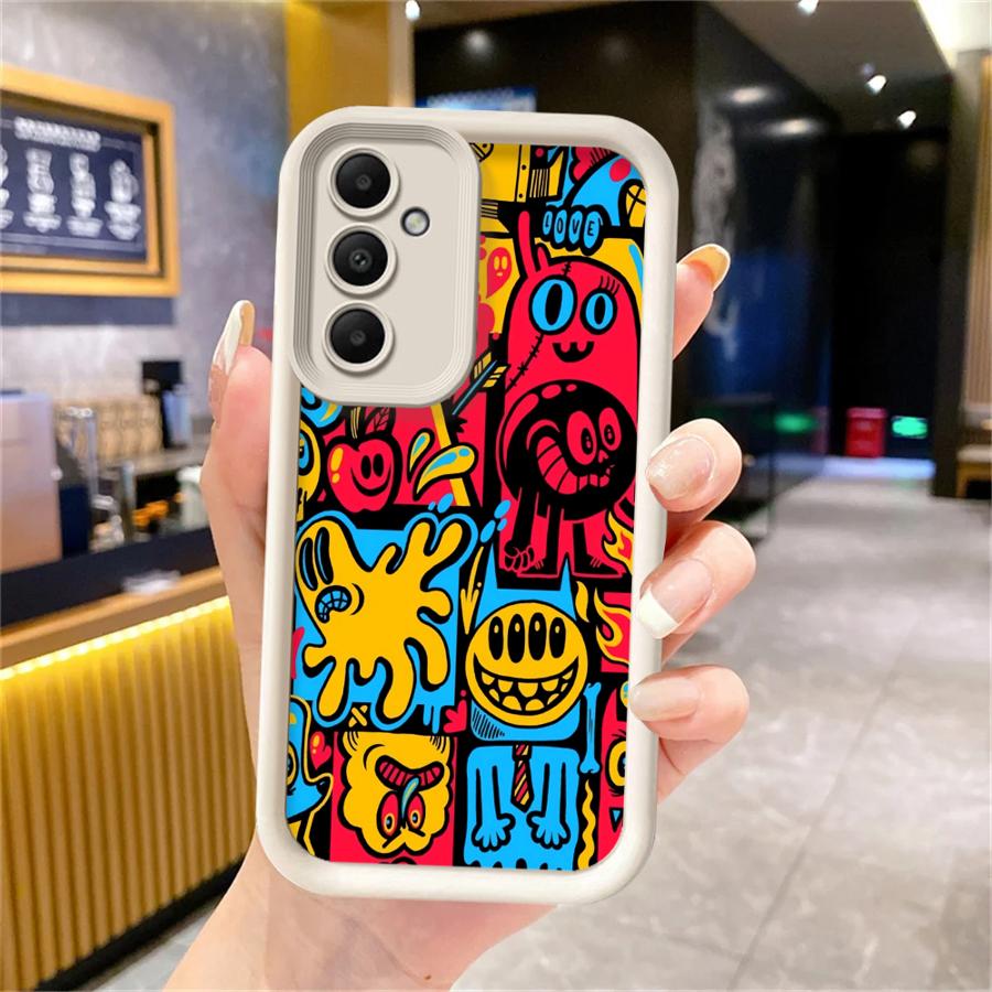 Handyhülle Case für Samsung Galaxy A16 A56 A51 A73 A23 A12 A13 A71 A72 A26 A32 A15 A35 A36 A53 A54 A34 Rotes Graffiti Muster