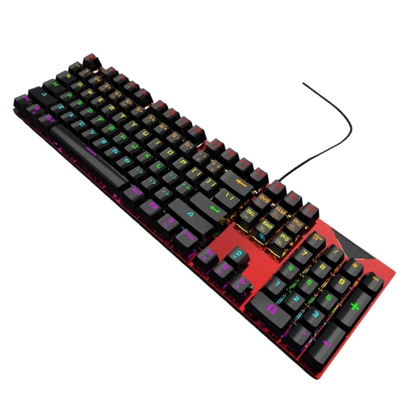 Thin Wireds Mechanical Keyboards RGBs LED Backlighting and ABS Keycaps Blue Switches for Gaming