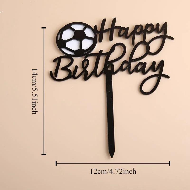 1PC Acrylic Boy Football Sports Theme Happy Birthday Cake Topper Cartoon Kids Soccer  Decoration Party Supplies