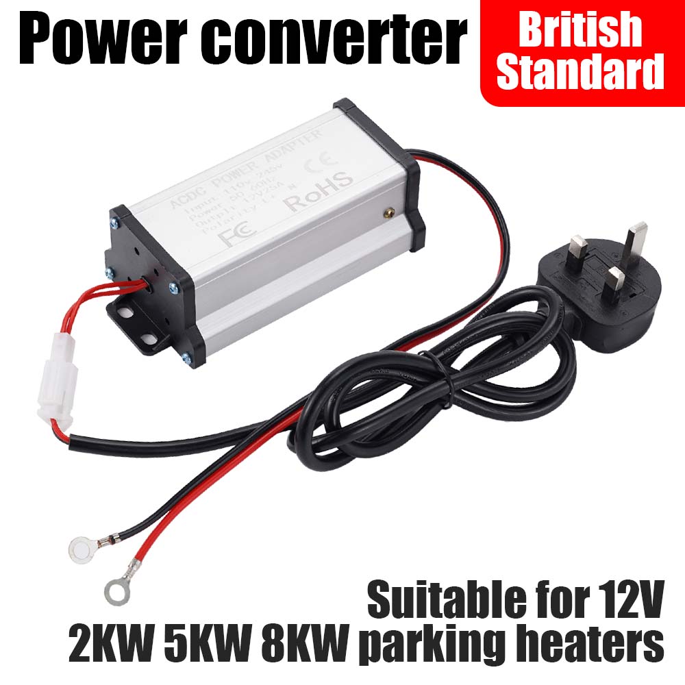 12V Power Converter AC 110V-245V to DC 12V 25A Charger High-power Universal Adapter EU/US/UK Standard For 2KW 5KW-8KW Heater