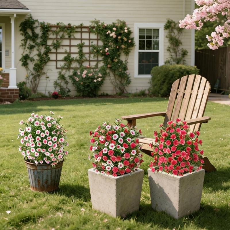 Realistic Artificial Ground Flower Plastic Floral Stake For Garden Wedding Photography And Outdoor Party Decoration