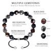 Braided Beaded Bracelet with Silver Black and Red Tiger Eye Natural [AWNL] Obsidian, Onyx, Stones, Men's Gift, 15.5cm-17cm