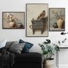 Goldfinch Oranges Light Toned Vase Plant Floral Posters and Prints Canvas Painting Wall Art Pictures Room Modern Travel Decor