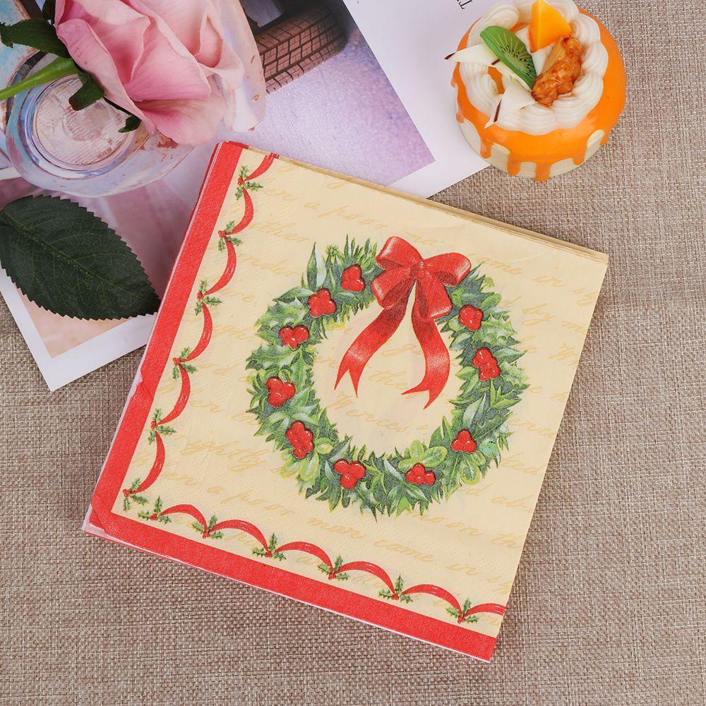 Home Decorative Santa Claus Table Decor Serviette Towel Christmas Decoration Printing Paper Napkin