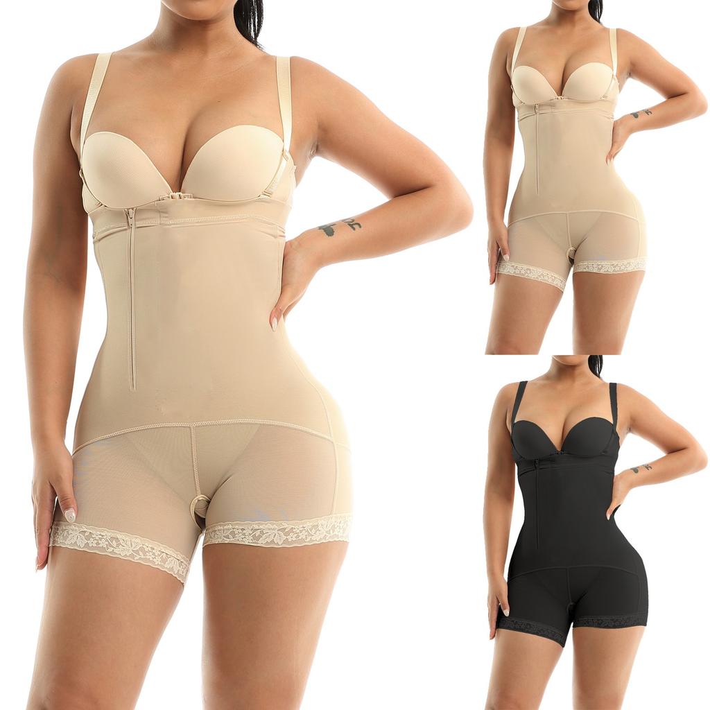 Women's Solid Color Side-pull Hip-lifting Tummy-tightening Large Size Body-shaping Bodysuit Hip-tightening Waist Tights