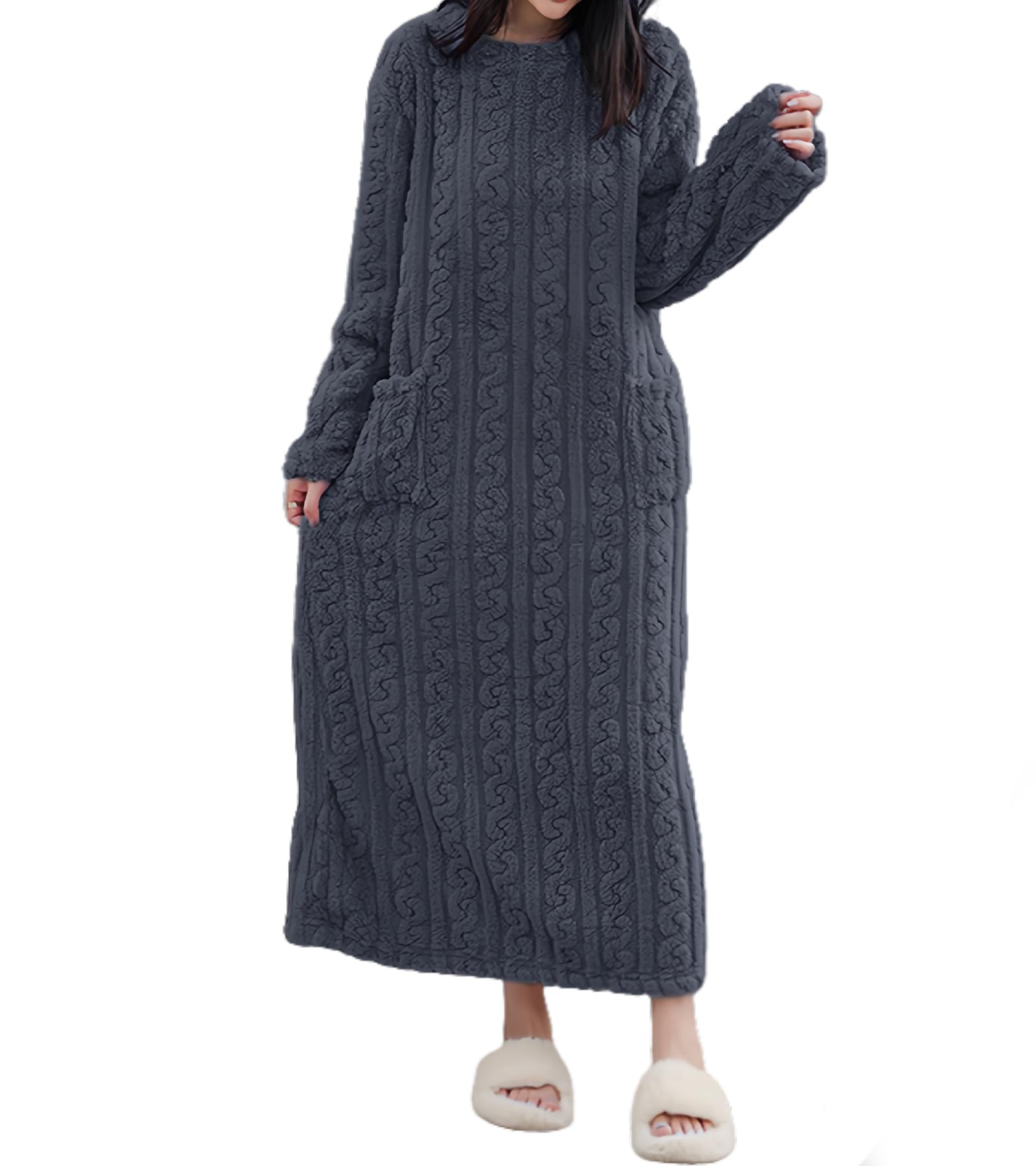 

Wearable Blanket for Women and Fluffy Loungewear Dress with 130cm Loose Winter Unisex [DAY CLOTHDaycloth] Men, Pockets, Long, Cute, Warm, Long, серый