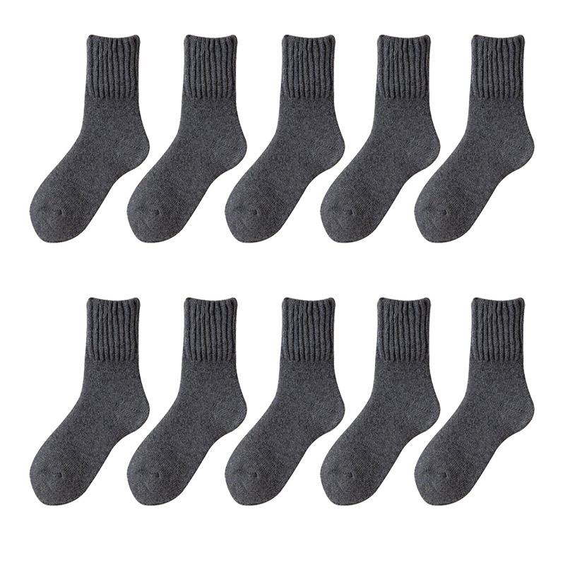 

5 пар / комплект женских однотонных очень толстых шерстяных носков и теплых махровых носков Line Thick One size темно-серого