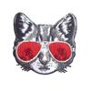2Pcs Red Sunglasses Cool Cat Patches Wholesale Cuteanimal Embroidery Appliques Clothes Jeans Badges
