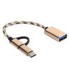 2Pcs Type C 2 In 1 OTG Transfer Wiring Adapter Electronic Transfer Connector USB3.0(Gold )