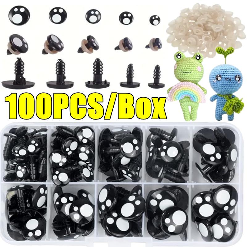 Newest 100PCS/Box Doll Eyes Cartoon Safety Eyes for Handmade Eyes Doll for Bear Craft Stuffed Toys Doll Accessories Gifts 8-16mm