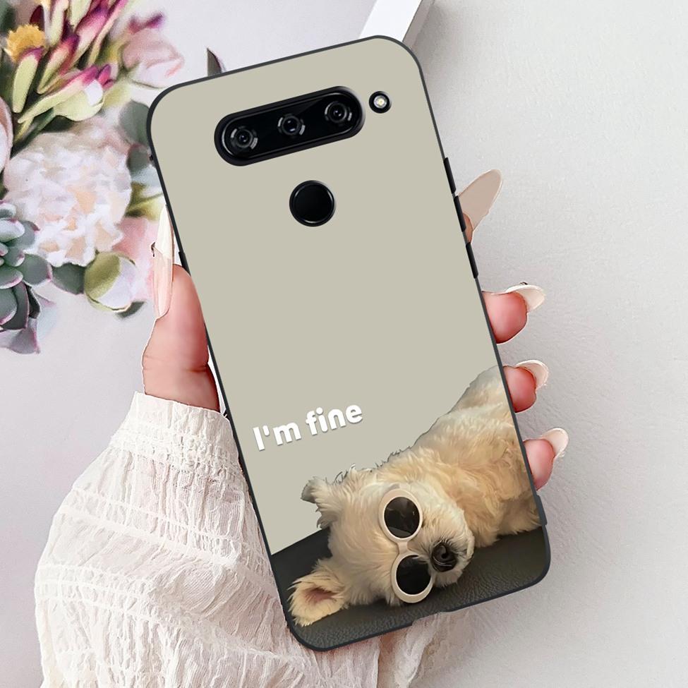 Funda For LG V40 ThinQ Case Cover Silicone Luxury Fashion Cute Cat Cool Shockproof Bumper Casing For LG V405 LM-V405 LM-V409N