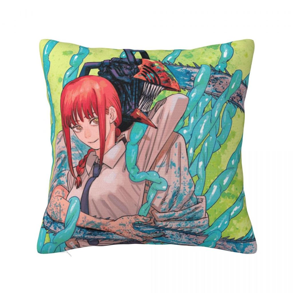 Anime Chainsaw Man Square Pillow Covers Bed Car Cushion Cover Creative Throw Pillow Case