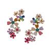 Colorful Rhinestone Flower Ear Climber Earrings Multi Floral Cuff Earrings for Women
