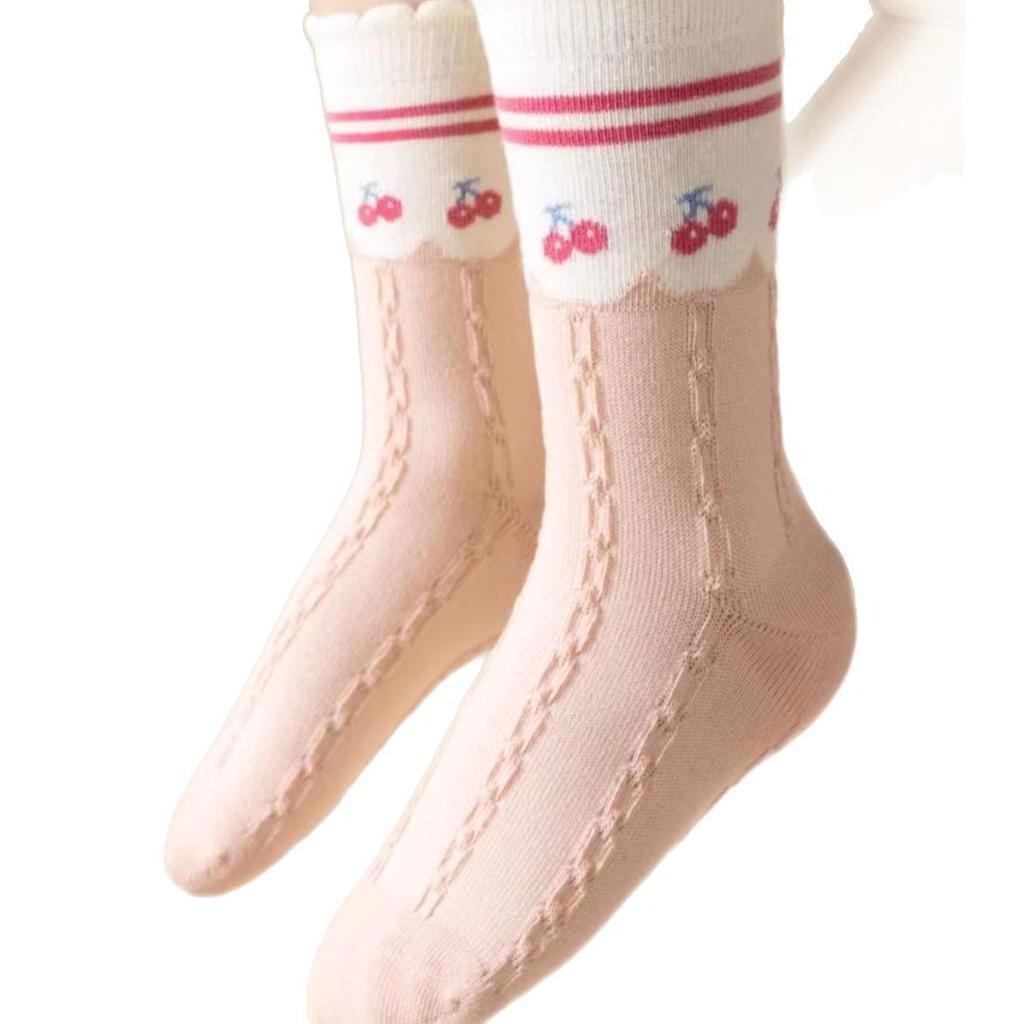 Girls' Mid-Calf Cotton Cartoon Socks - Spring to Winter