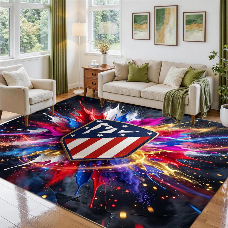Atletico Madrid Design Crystal Velvet Rug Soft Decorative Mat for Bedroom Entrance