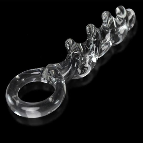 Spiral Glass Crystal Beads Anal Plug Wand