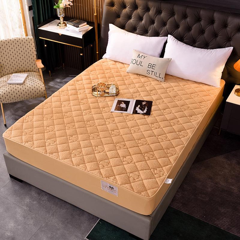 New Lamb Fleece Cotton Fitted Sheet, Warm and Thickened Single and Double Fitted Sheet, Mattress Protection Cover