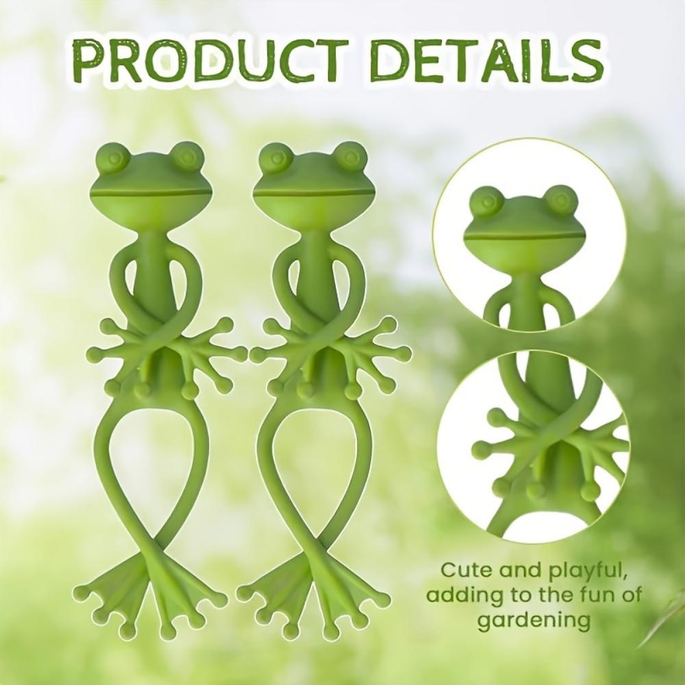 10PCS green frog plant racks,cute and stable PP plant supports,  for small potted plants and granulation plants, perfect for garden decorations