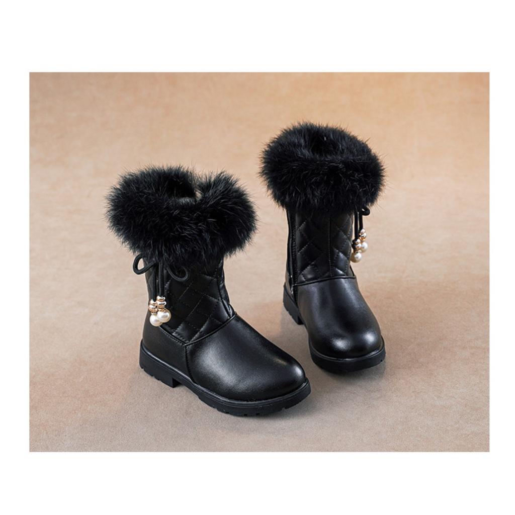 Girls' Boots, Winter Children's Mid Length Boots, Medium Size Children's and Little Girls' Thick and Warm Snow Boots