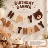 Non-Woven Material Party Banner Brown Bear Design Decoration Banner Set Party Decoration Banner