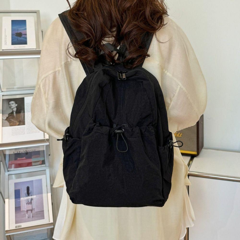 Nylon Travel Backpack Lightweight Student Schoolbag Fashion Drawstring Backpack  Outdoor