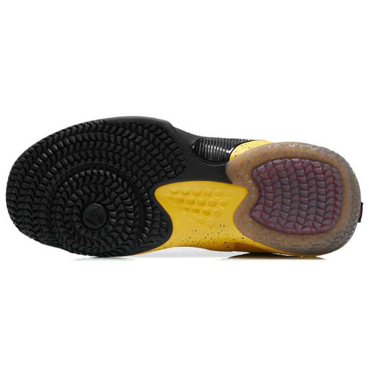 Li Ning Zhengfeng Abrasion Resistant Slip Resistant Mid top Performance Basketball Shoes Men's Yellow Black ABAR083-6