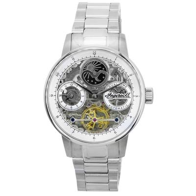 The Jazz Sun and Moon Phase Stainless Steel Skeleton Silver Dial Automatic I07703 Mens Watch