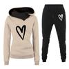 Spring and Autumn Winter Casual Sportswear Set with Love Letter Printed Women's Hoodie and Sweatshirt Set Trendy