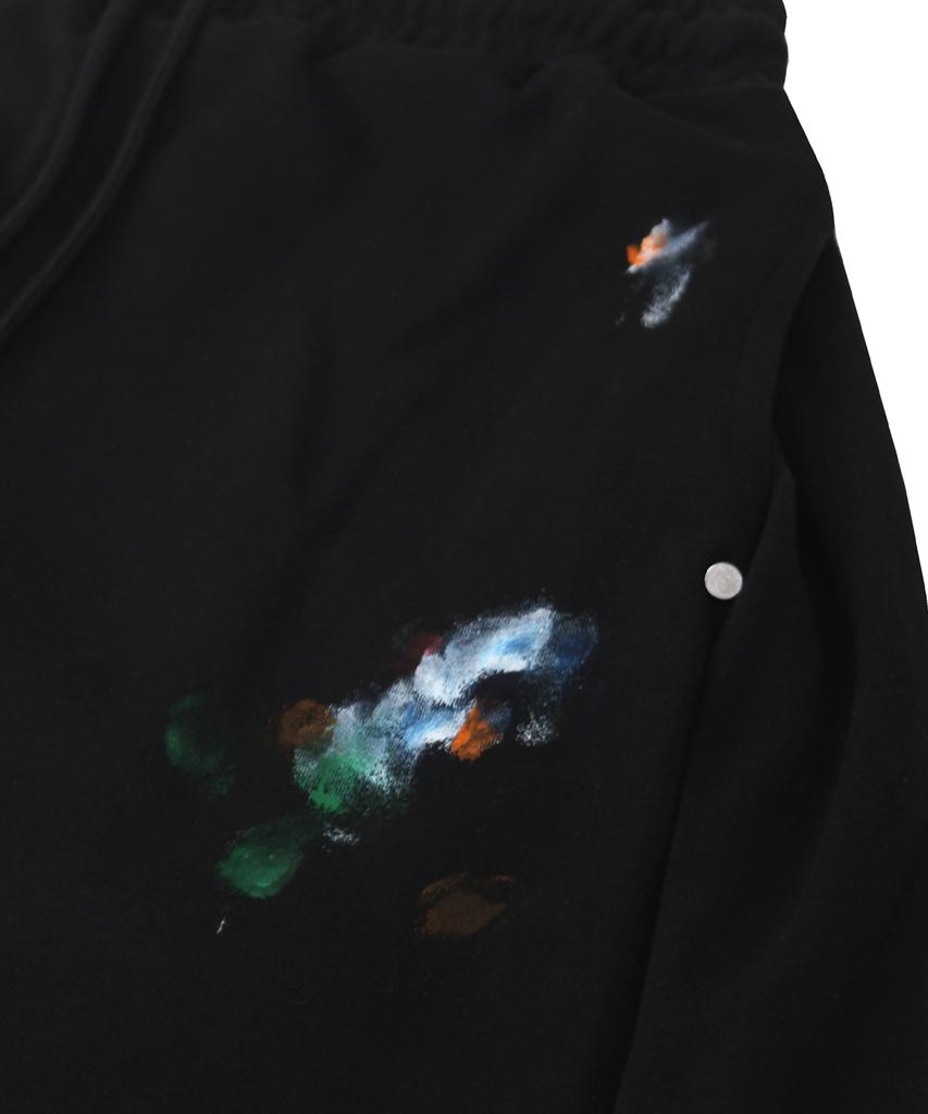 Leondieseu Color Painting Side Tuck Sweatpants (Black)