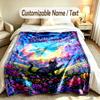 Floral Garden Theme Soft Blanket Personalized Custom Name Text Print Warm Blanket Home Sofa Bedroom Decor