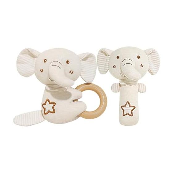 First Toy Boys Lion Rattle Cloth Toy Baby Girls Organic Cotton (Elephant)