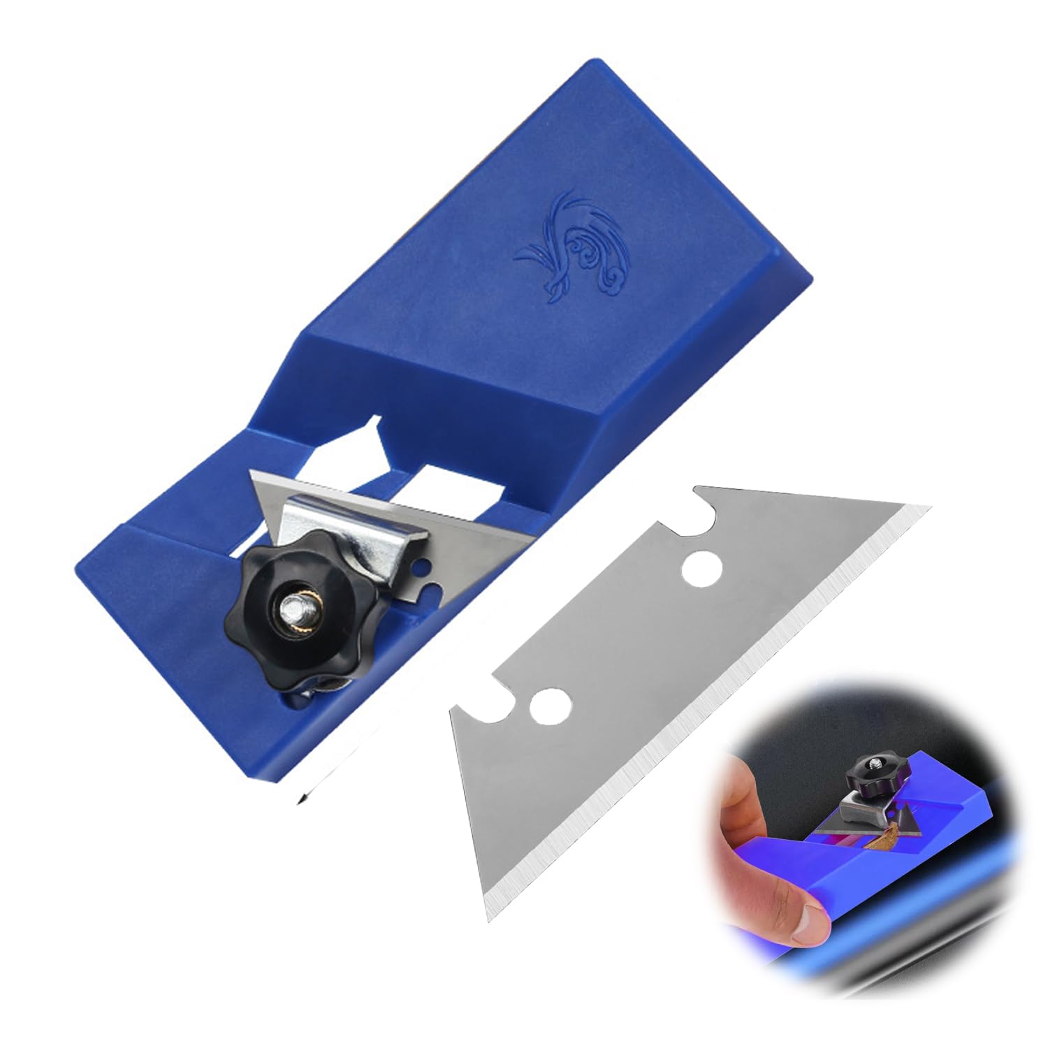 

TVETE Mini Chamfer Plane 10 Replacement Sharp Bevel 2 Chamfered Corners for and Cutting Professional Woodworking Tool Plane, 45° [1 + Blades] Planer, синій