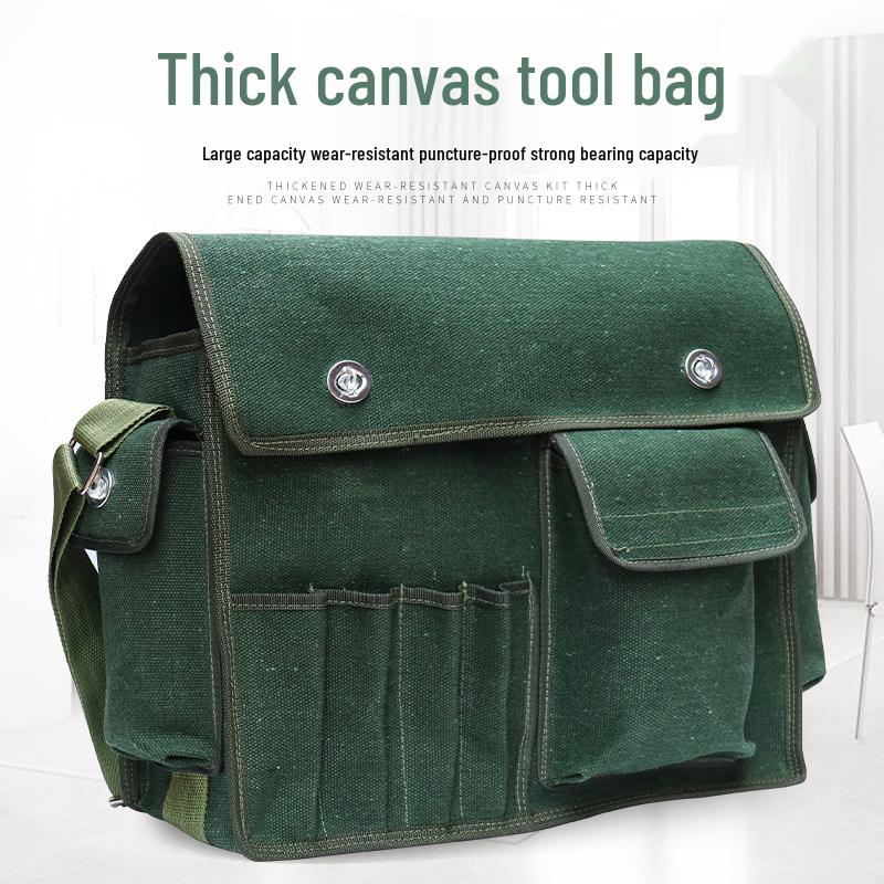 Sturdy Multifunctional Canvas Electrician Tool Bag - Durable, Wear-Resistant Hardware Organizer Pouch