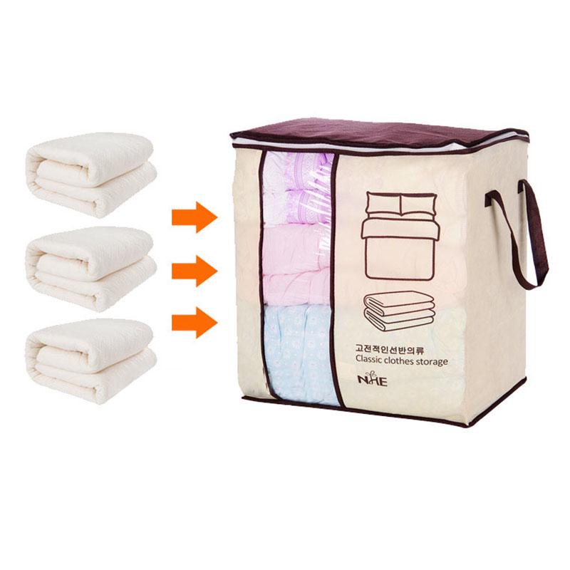 Non-woven Portable Clothes Storage Bag Organizer 45.5*51*29cm Folding Closet Organizer For Pillow Quilt Blanket Bedding