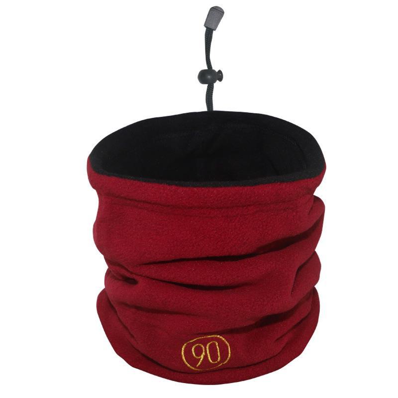 

Корейский двухсторонний флисовый шарф на шею — ветрозащитный, морозостойкий для езды на велосипеде осенью и зимой Reversible бордовый/чёрный