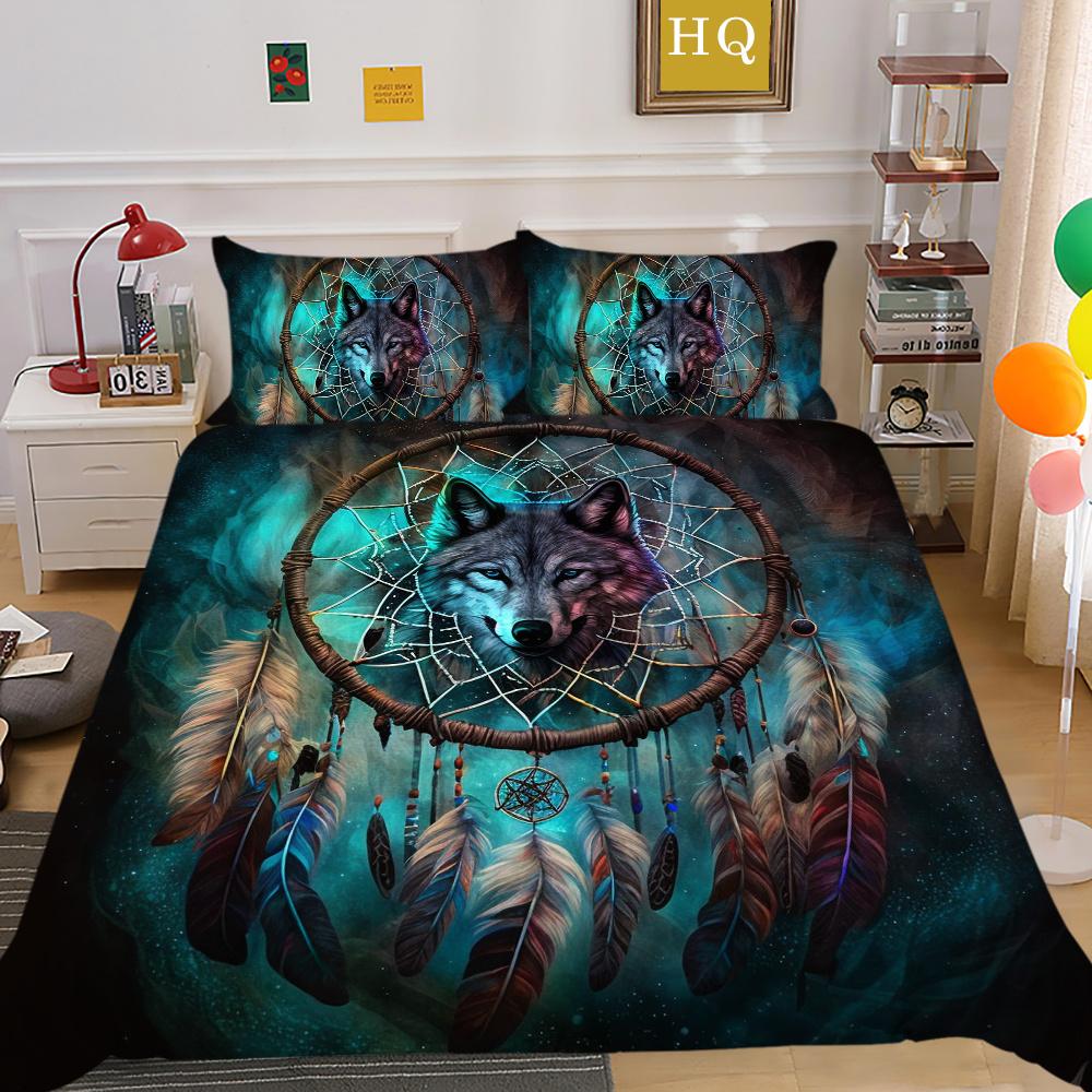 Bettbezüge, Wolf-Druck, Mikrofaser, Einzelbett-Bettwäsche-Set, Bezug für Kinder, weich, hochwertige Heimbettwäsche