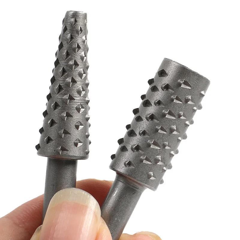5 Stück/Set Spezial-Form-Rotationsfeile für die Holzbearbeitung Holzschnitzmesser Holzfeile Schleifkopf Präge-Rotationsfeile (Schwarz & Grau)