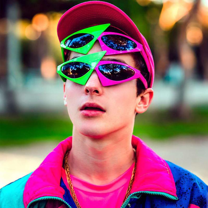 Vintage Green Red Glasses Fashion Women Men Fancy Party Festival Sunglasses Hip Hop Unique Y2K Roy Purdy Funny Shades UV400