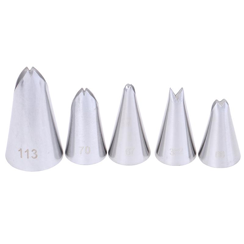 5Pcs Leaves Nozzles Stainless Steel Icing Piping Nozzles Tips Pastry Cake Decor