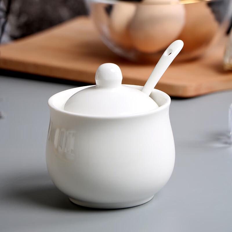 Thickened Ceramic Condiment Jar with Wooden Lid