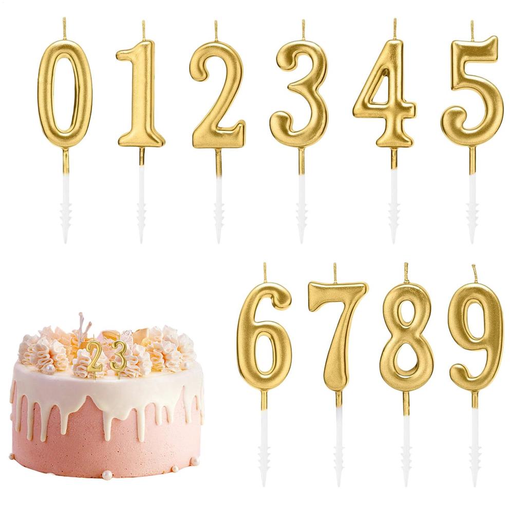 10 Pieces Number Birthday Candles Numbers 0-9 Glitter Cake Decoration Birthday Party Supplies Numeral Holiday Cake Candles