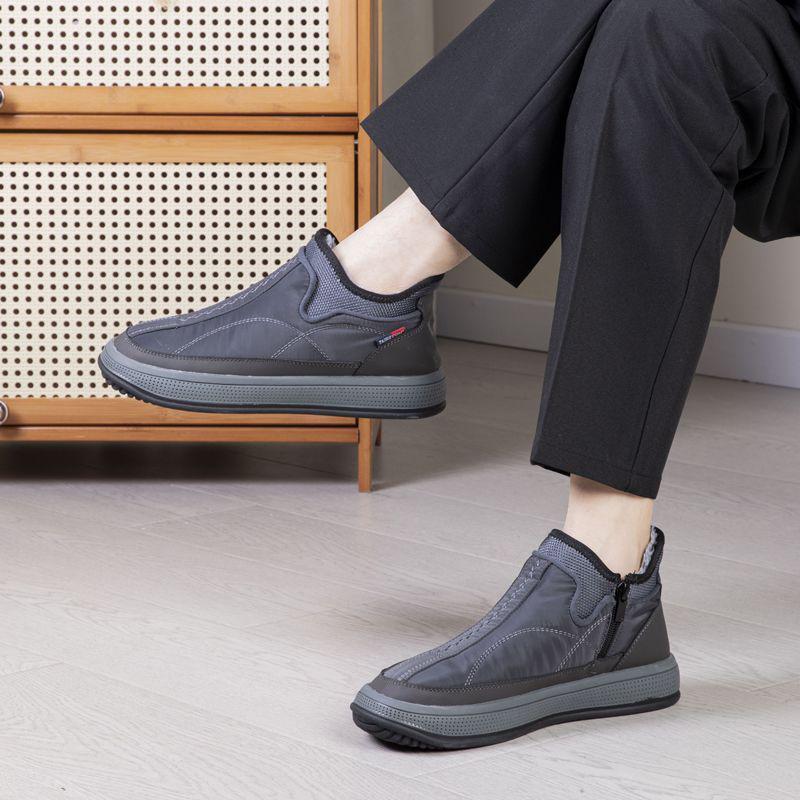 Men's Warm Velvet Lined Snow Boots - Non-Slip, Cotton, Casual Shoes for Middle-Aged & Elderly