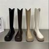 Brown thick-soled small medium tube long boots 2025 autumn and winter women's shoes new tall tube long tube foreign style knight boots