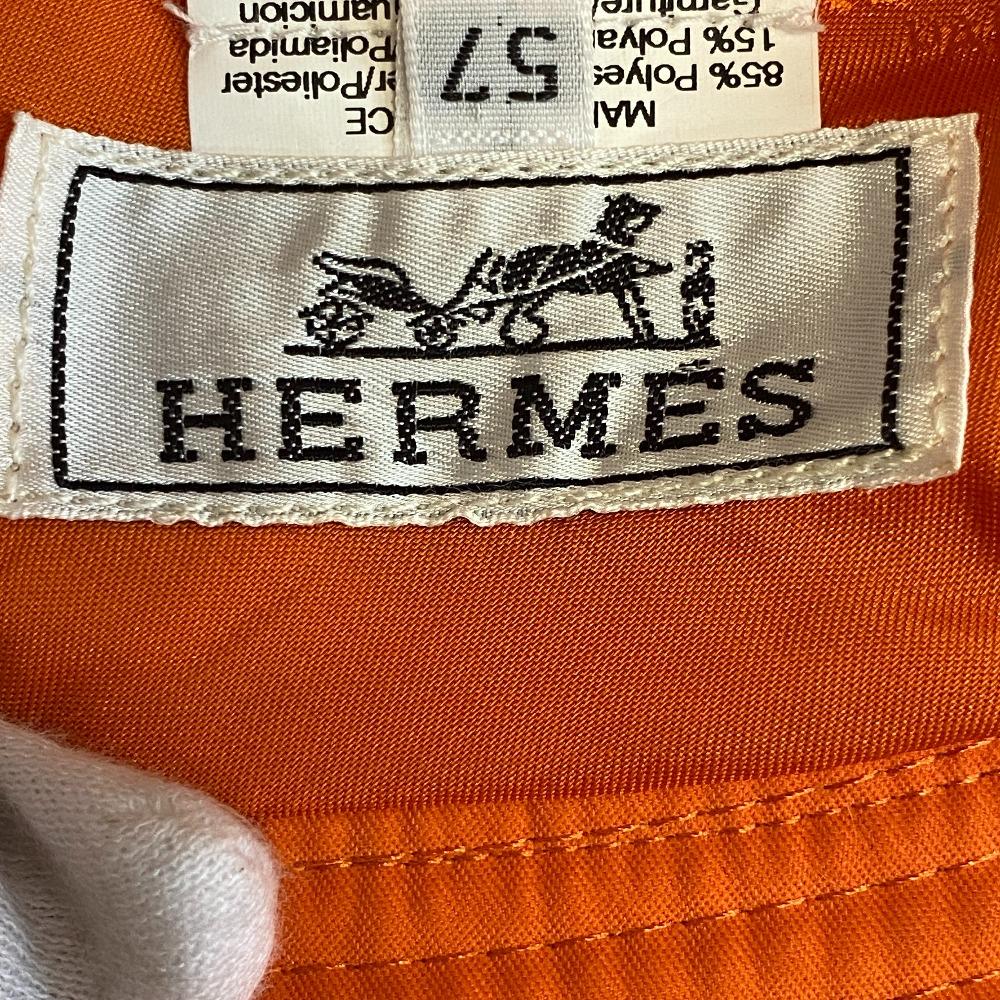 HERMES Bucket hat acetate hat Orange acetate Women Used